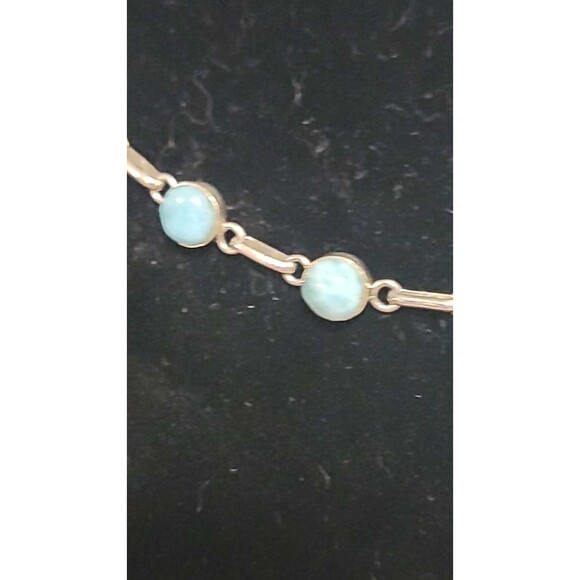 Natural Larimar necklace in 925 Sterling Silver 18" w/ 22 D.R. Larimar gemstones - Picture 8 of 16